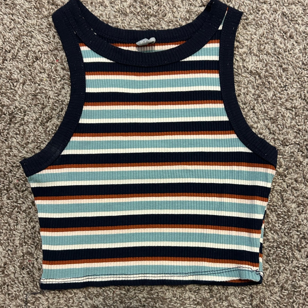 Striped Cropped Sleeveless Top